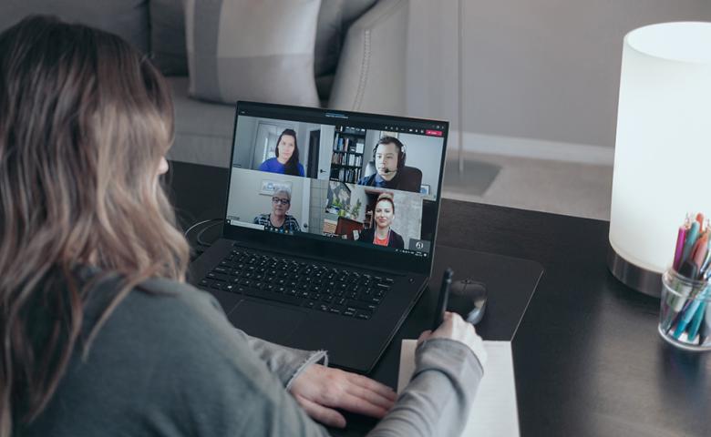 ASEBP employees on a video call as they work from home