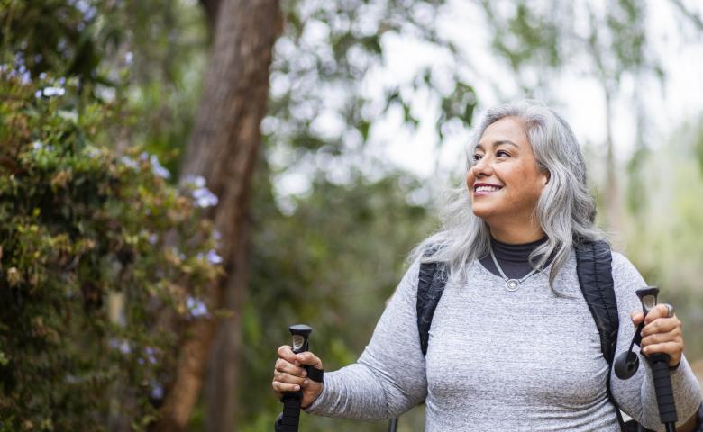 Senior woman hiking